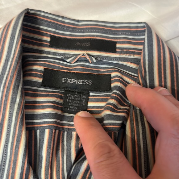 Express Striped Stretch Button Down Men’s Shirt Size L - Picture 3 of 3